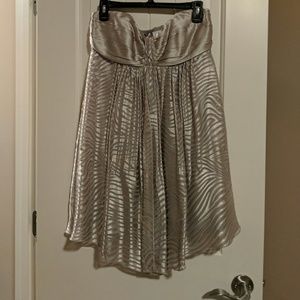 Express silver strapless formal dress